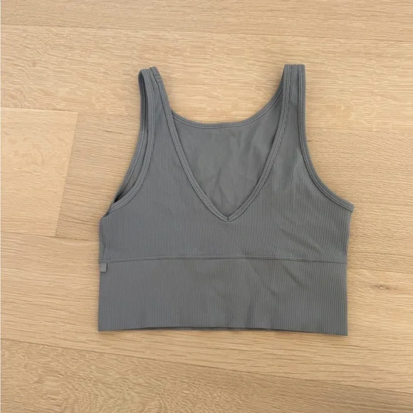 Gray Ribbed Tank Top - Picture 2 of 3